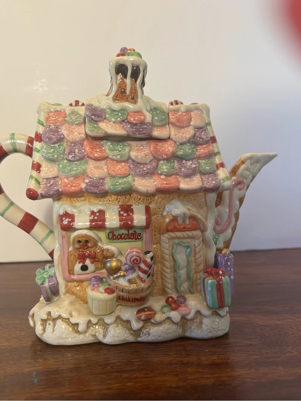 Fitz & Floyd Christmas Candy Land Express CANDY SHOP Teapot No Box EUC